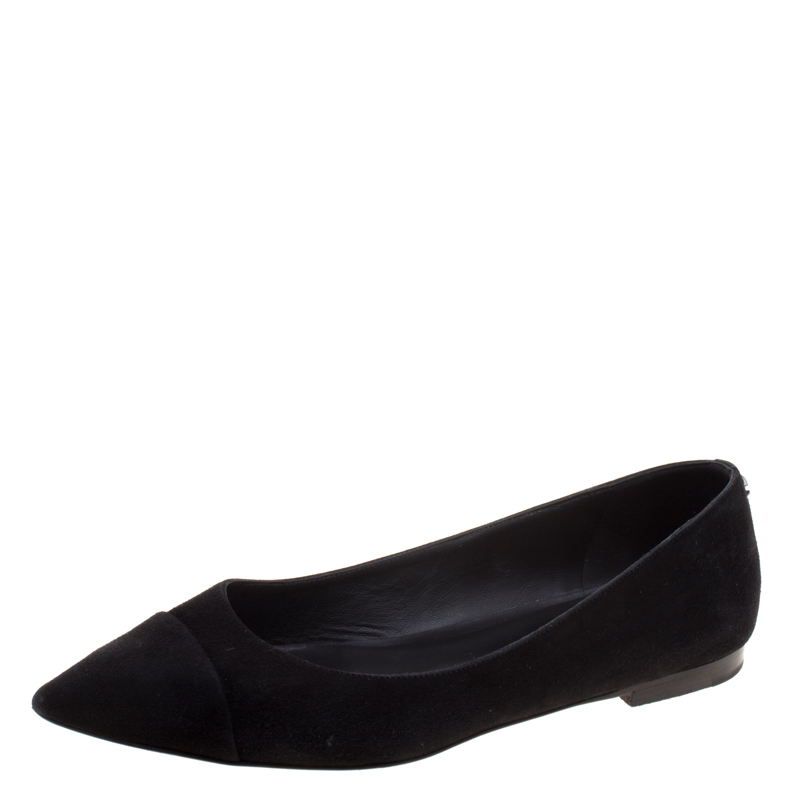 black suede pointed flats