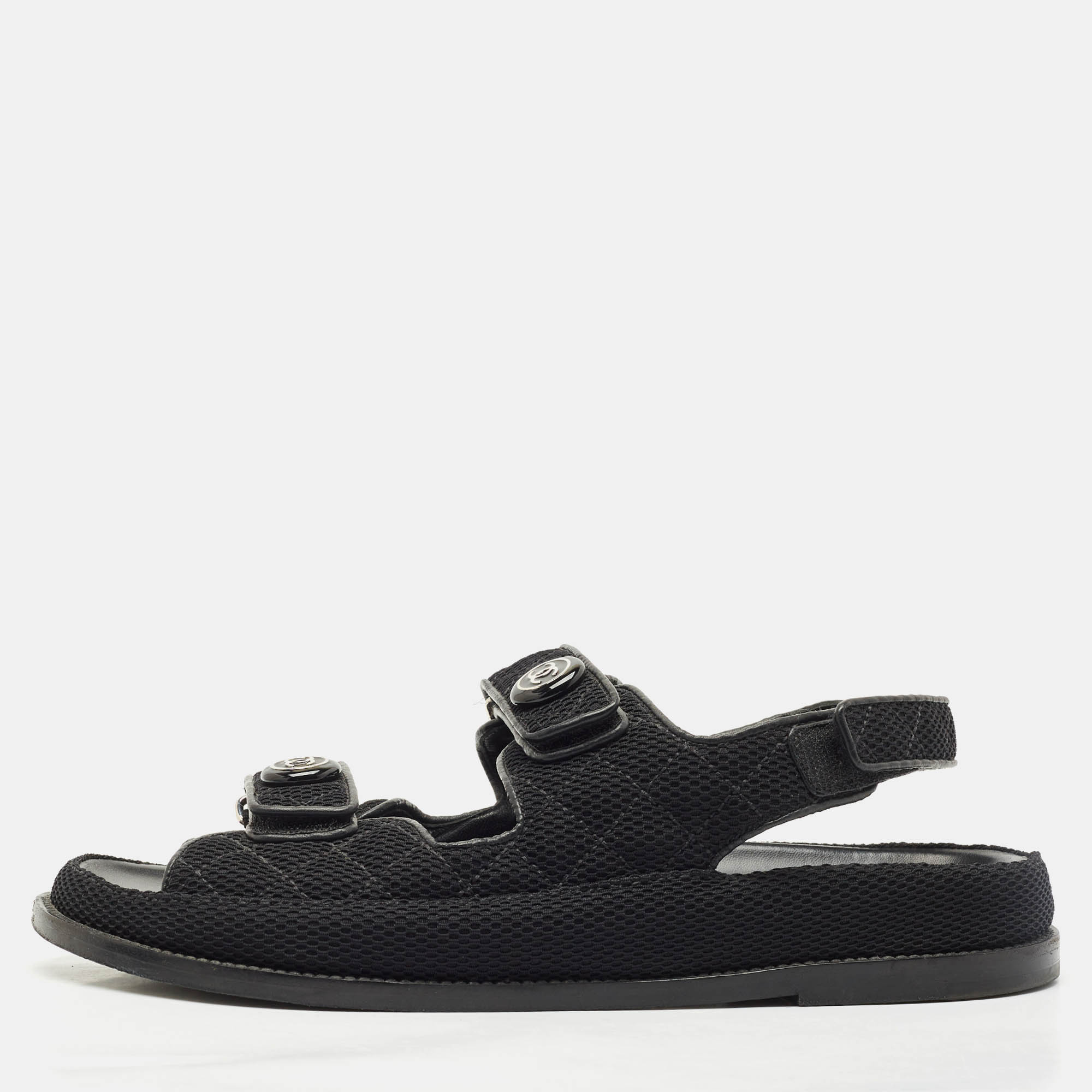 

Chanel Black Mesh Dad Slingback Sandals Size