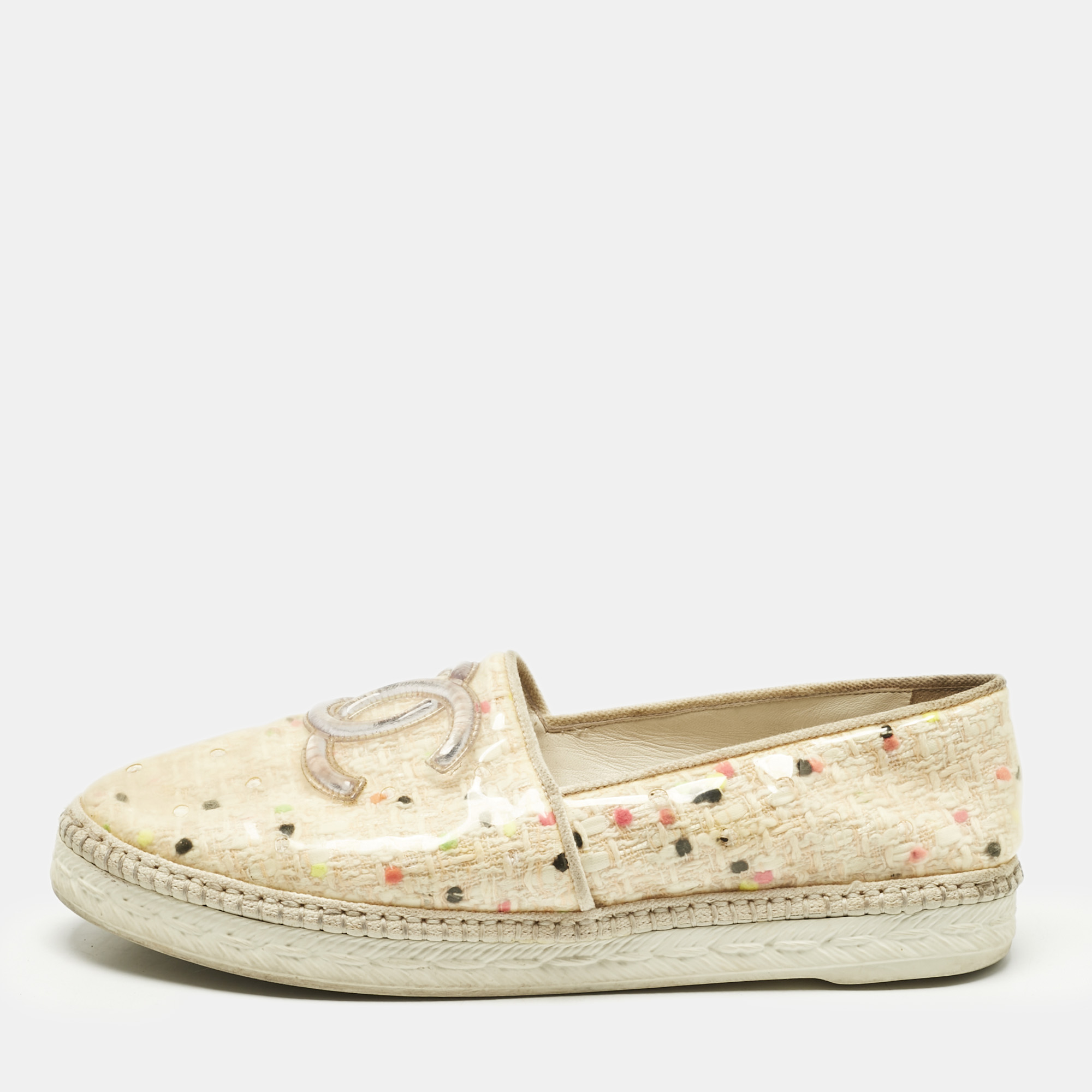 

Chanel Beige/Transparent PVC CC Slip On Sneakers Size