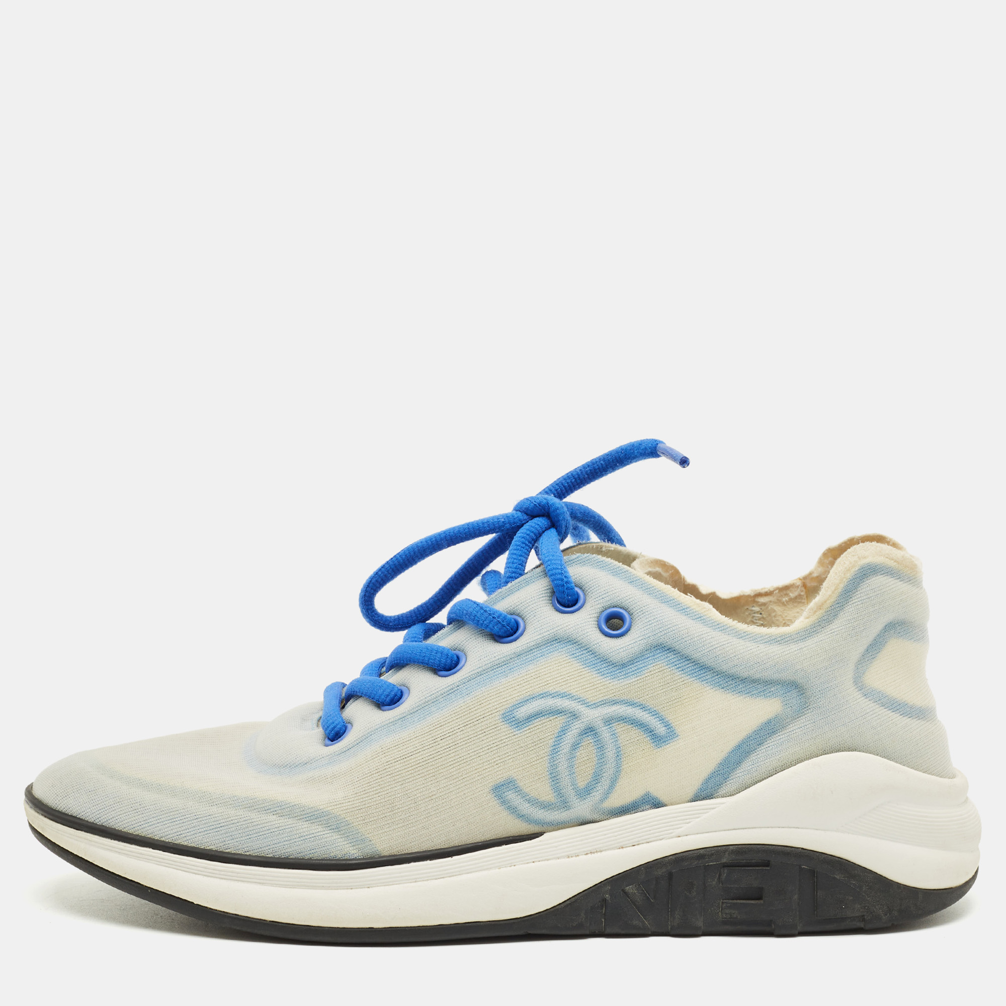 

Chanel Blue Mesh CC Low Top Sneakers Size