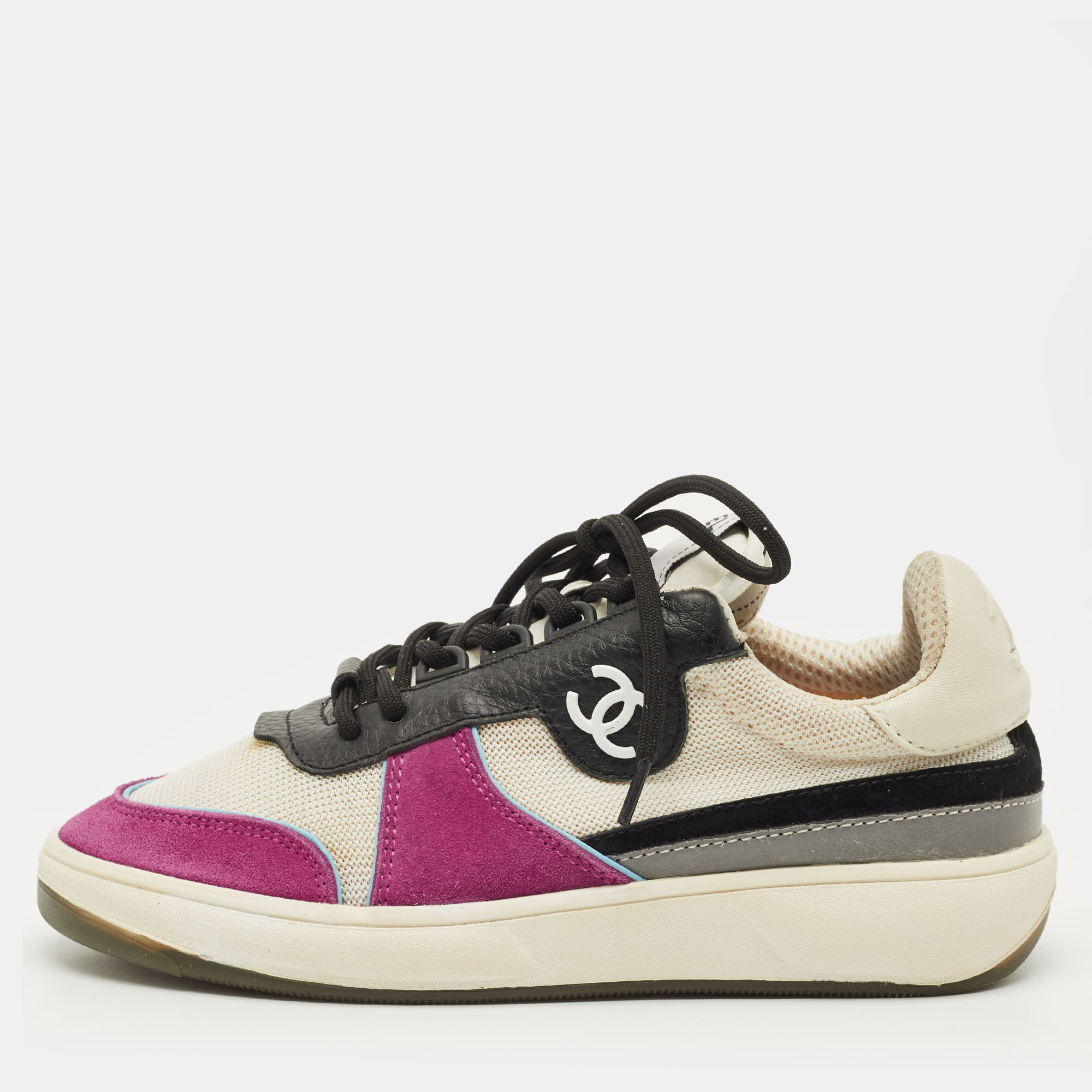 

Chanel CC Size  Multicolor Leather, Mesh and Suede Low Top Sneakers