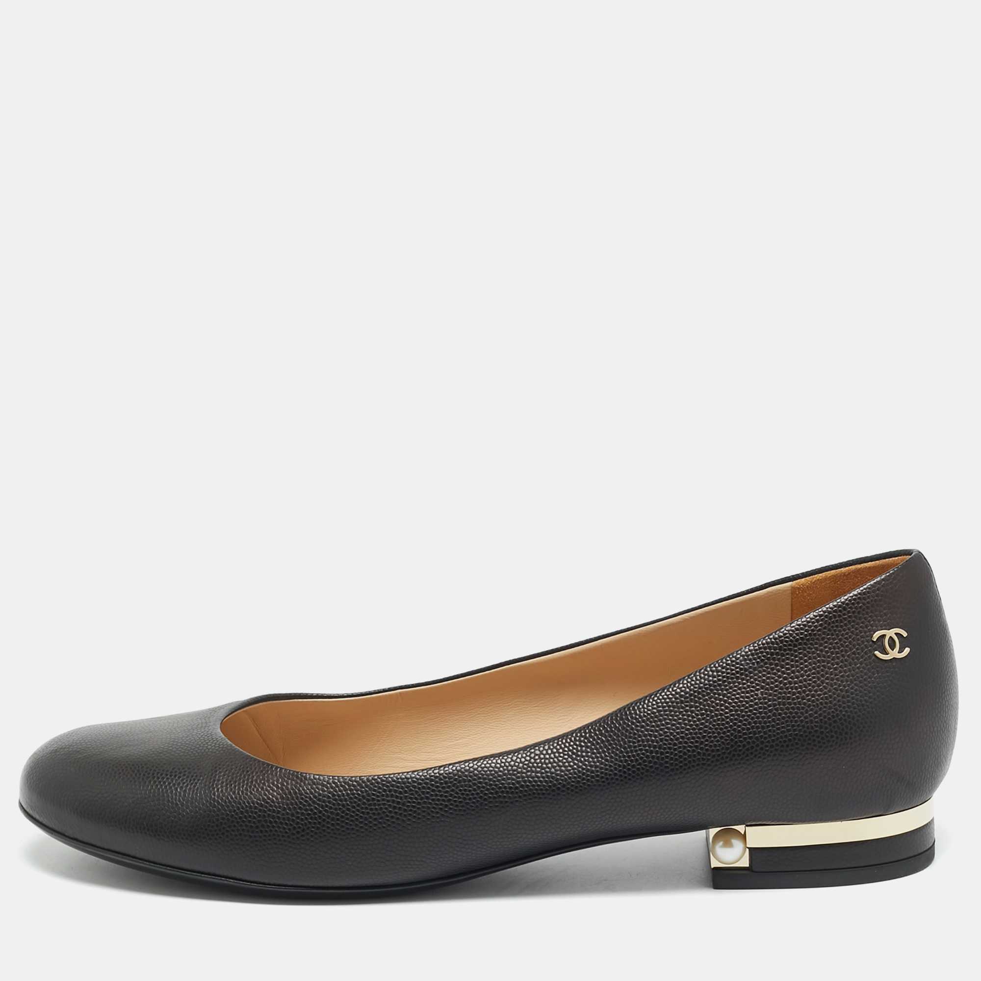 

Chanel Size  Black Leather Ballet Flats
