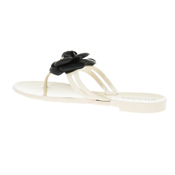 Chanel Camellia Flower Jelly Thong Sandals Size 37 Chanel | TLC