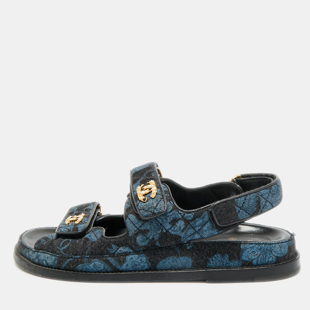 

Chanel Size  Blue/Black Denim CC Logo Dad Sandals
