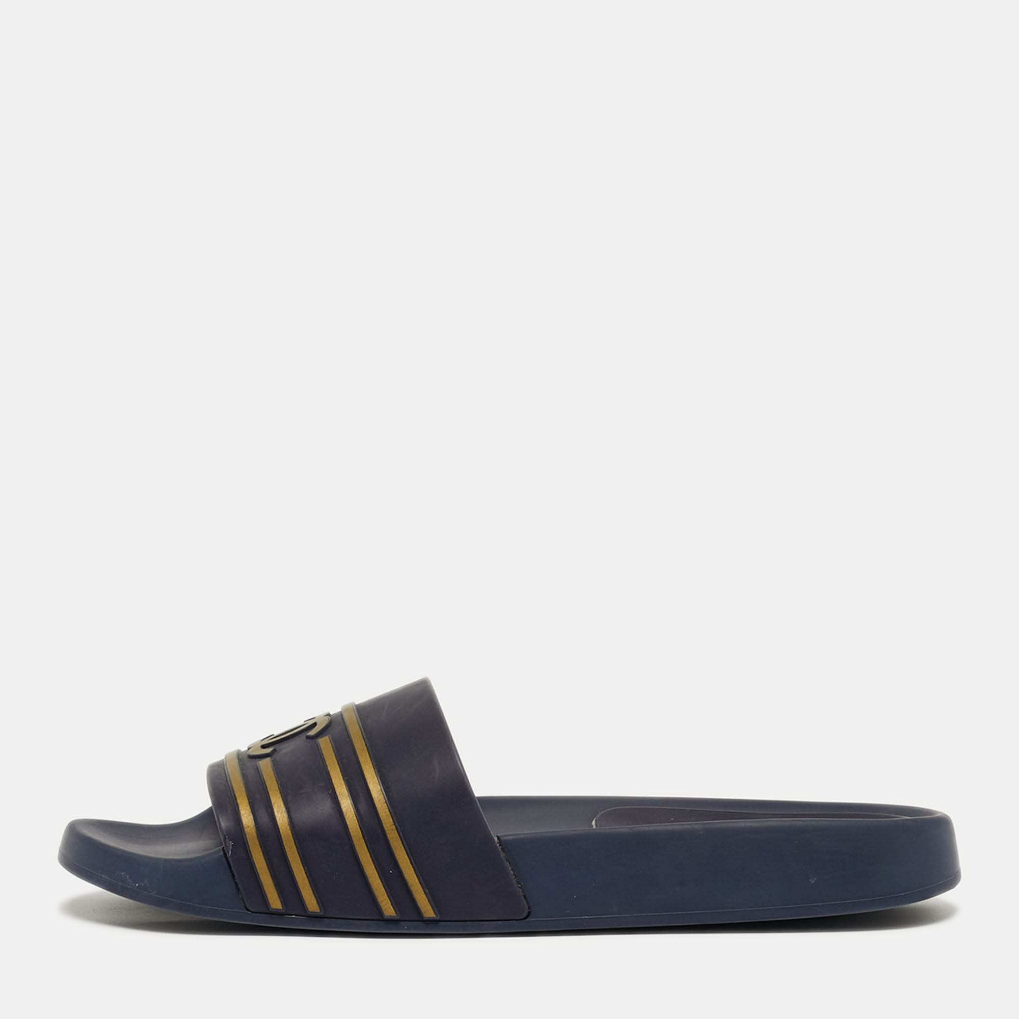 

Chanel CC Size  Navy Blue Rubber Pool Slide