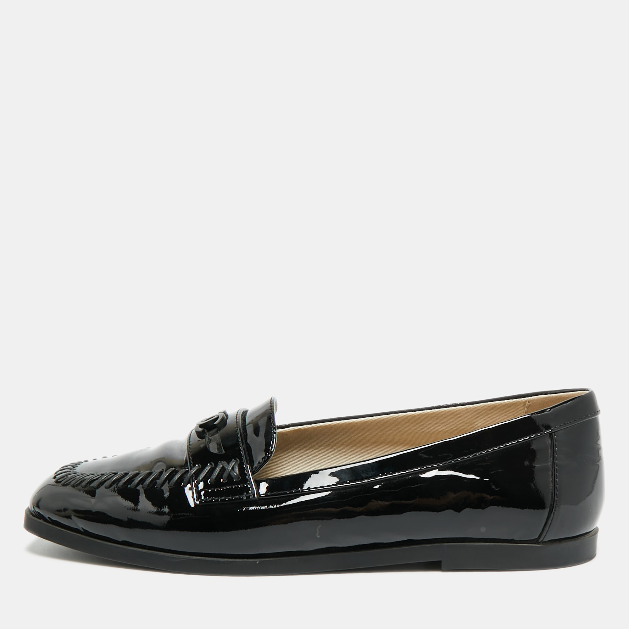 

Chanel CC Size  Black Patent Leather Smoking Slippers