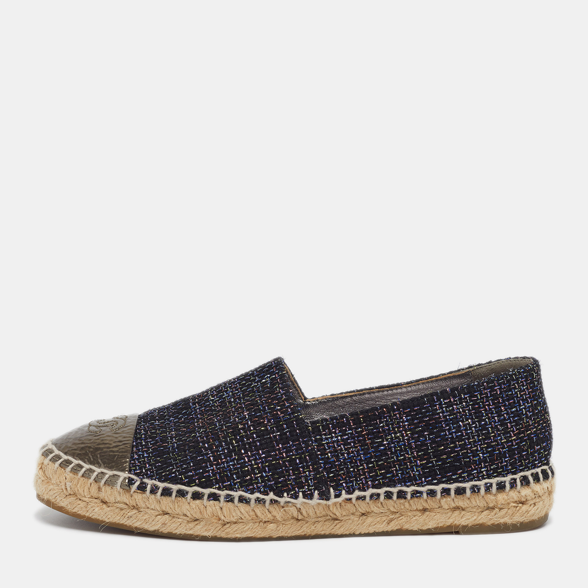 

Chanel CC Size  Multicolor Leather and Tweed Espadrille Flats
