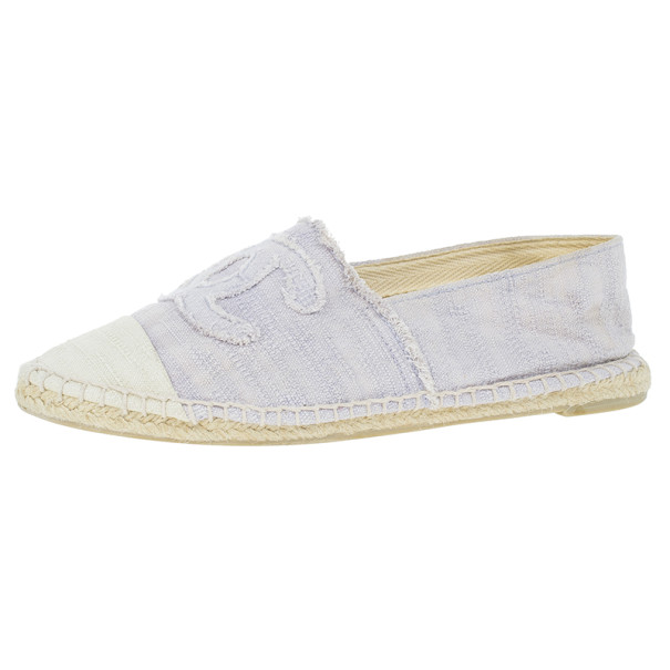 Pre Owned Chanel Purple Canvas Espadrilles Flats Size 37