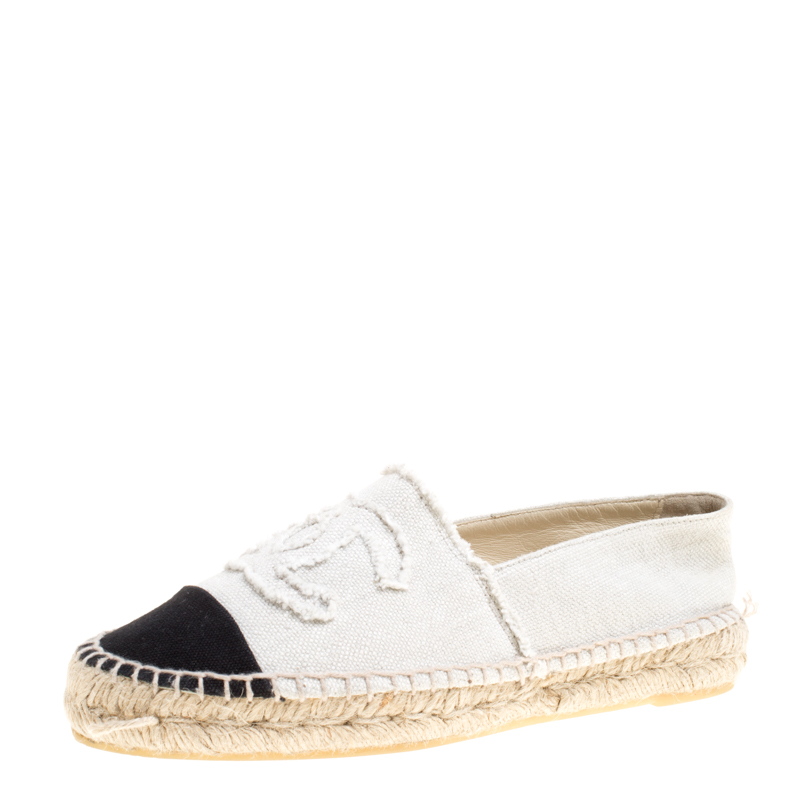 chanel espadrilles black and white