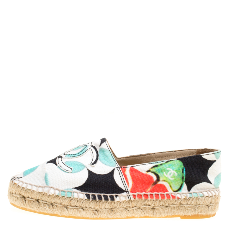 

Chanel Multicolor Print Canvas CC Espadrille Size