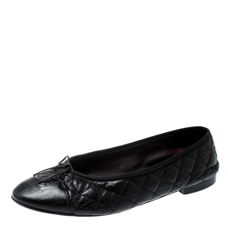 black quilted flats