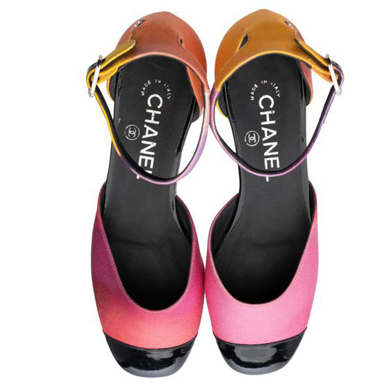 

Chanel Multicolor Ombre Cap Toe Sandals Size