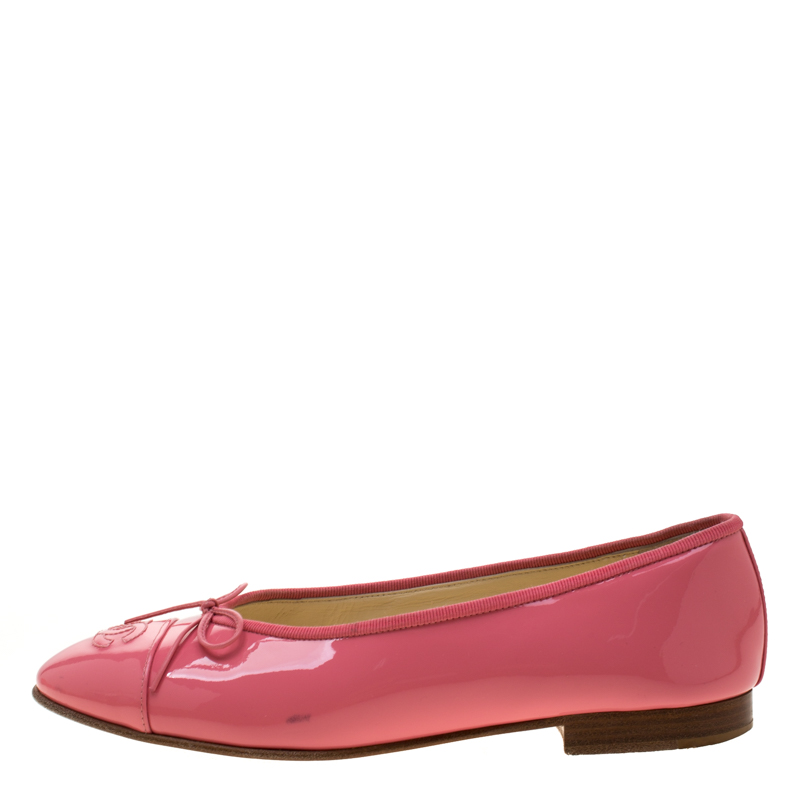 

Chanel Pink Patent Leather CC Bow Ballet Flats Size