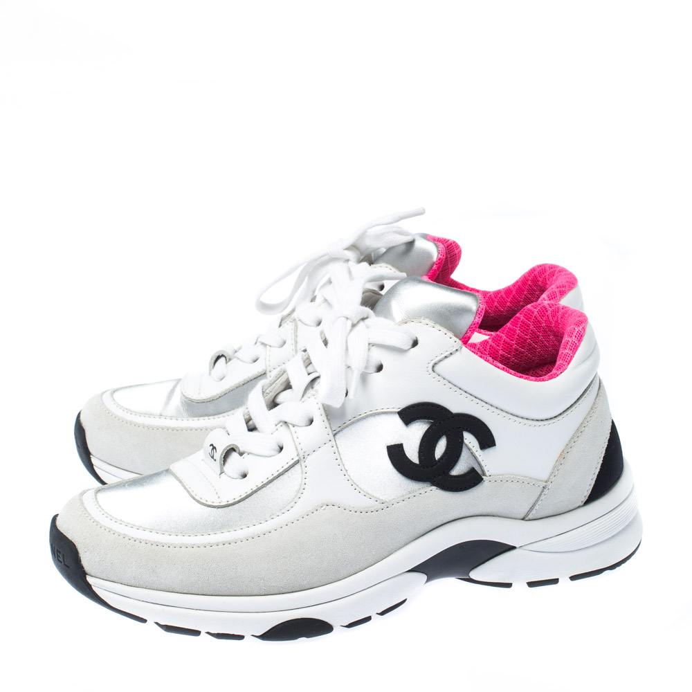 Chanel Multicolor Suede Leather CC Logo Lace Up Sneakers Size 35 Chanel ...