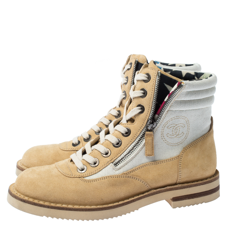 chanel canvas boots