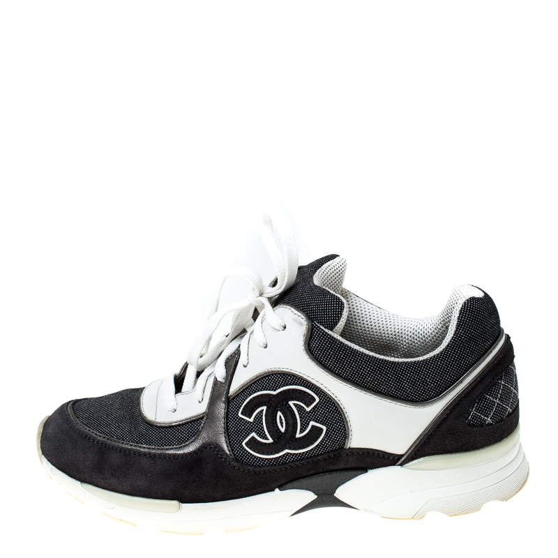 

Chanel Black/Grey Suede/Leather and Mesh CC Logo Lace Up Sneakers Size