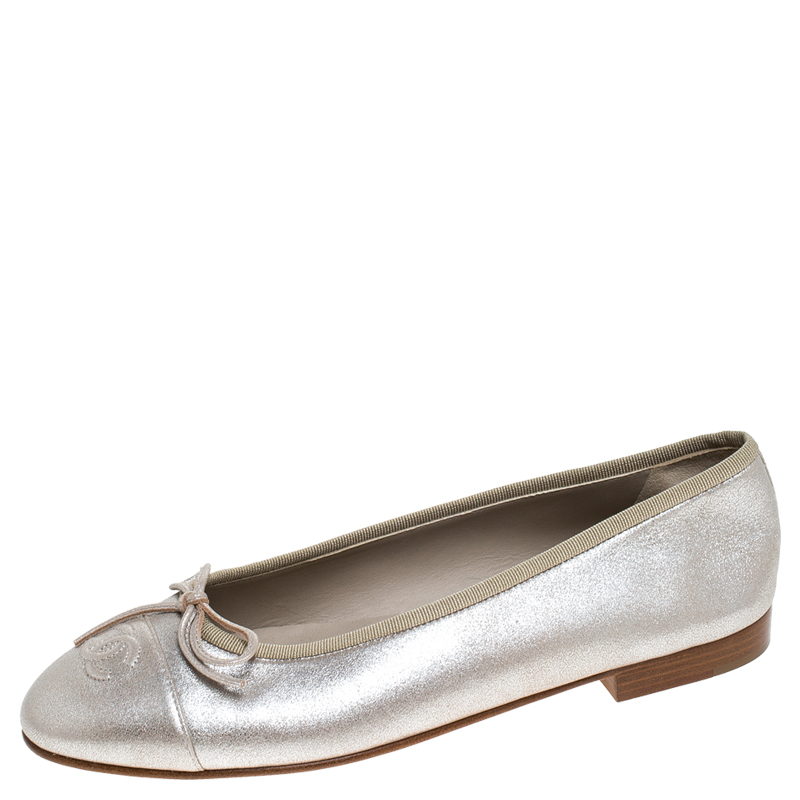 Chanel silver best sale ballet flats