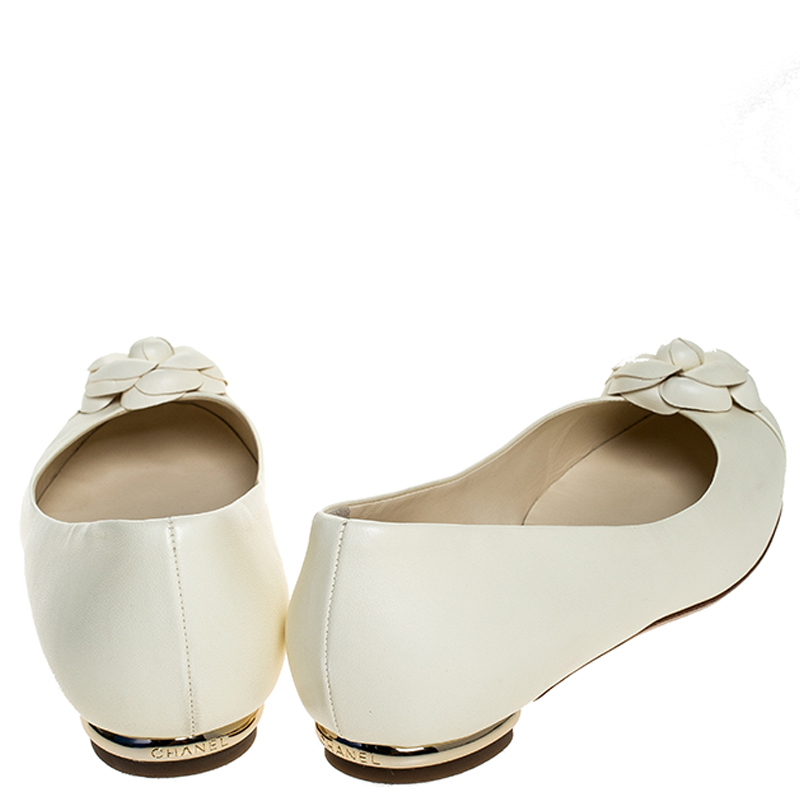 chanel camellia ballet flats