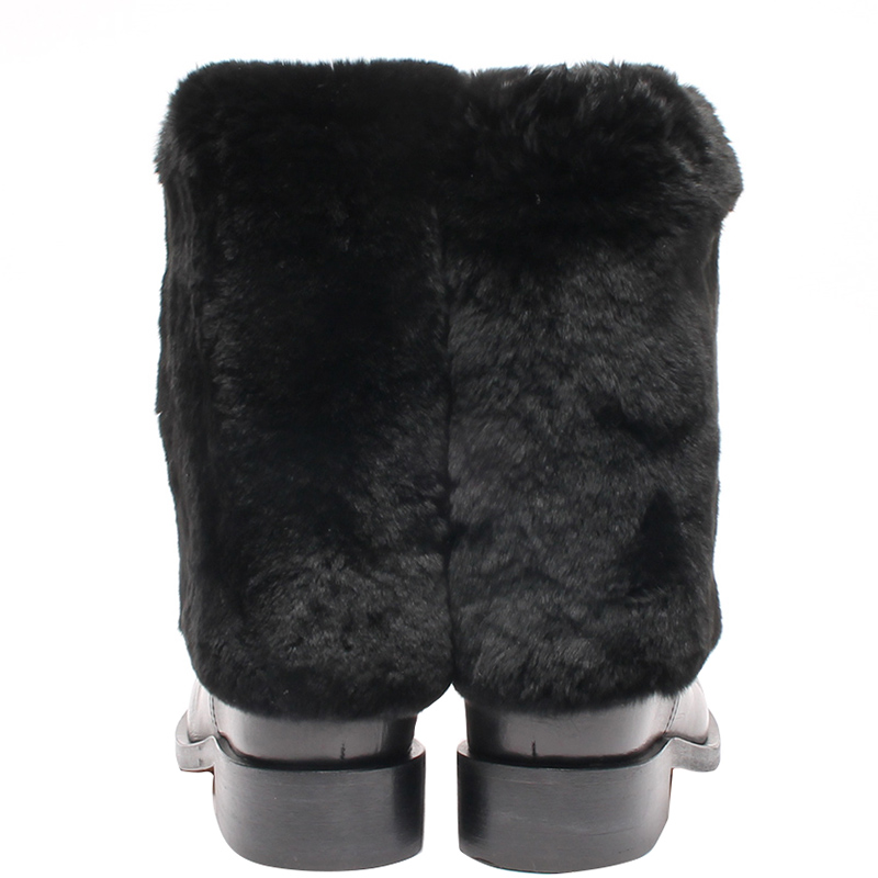

Chanel Black Fur Leather Boots Size