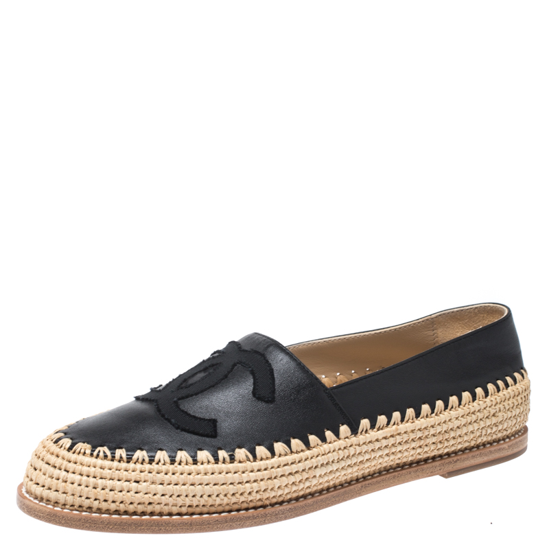 chanel raffia espadrilles