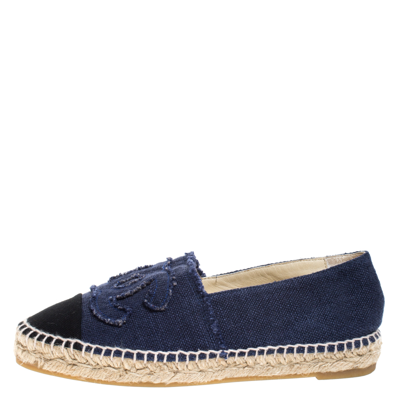 

Chanel Blue Denim CC Espadrille Flats Size