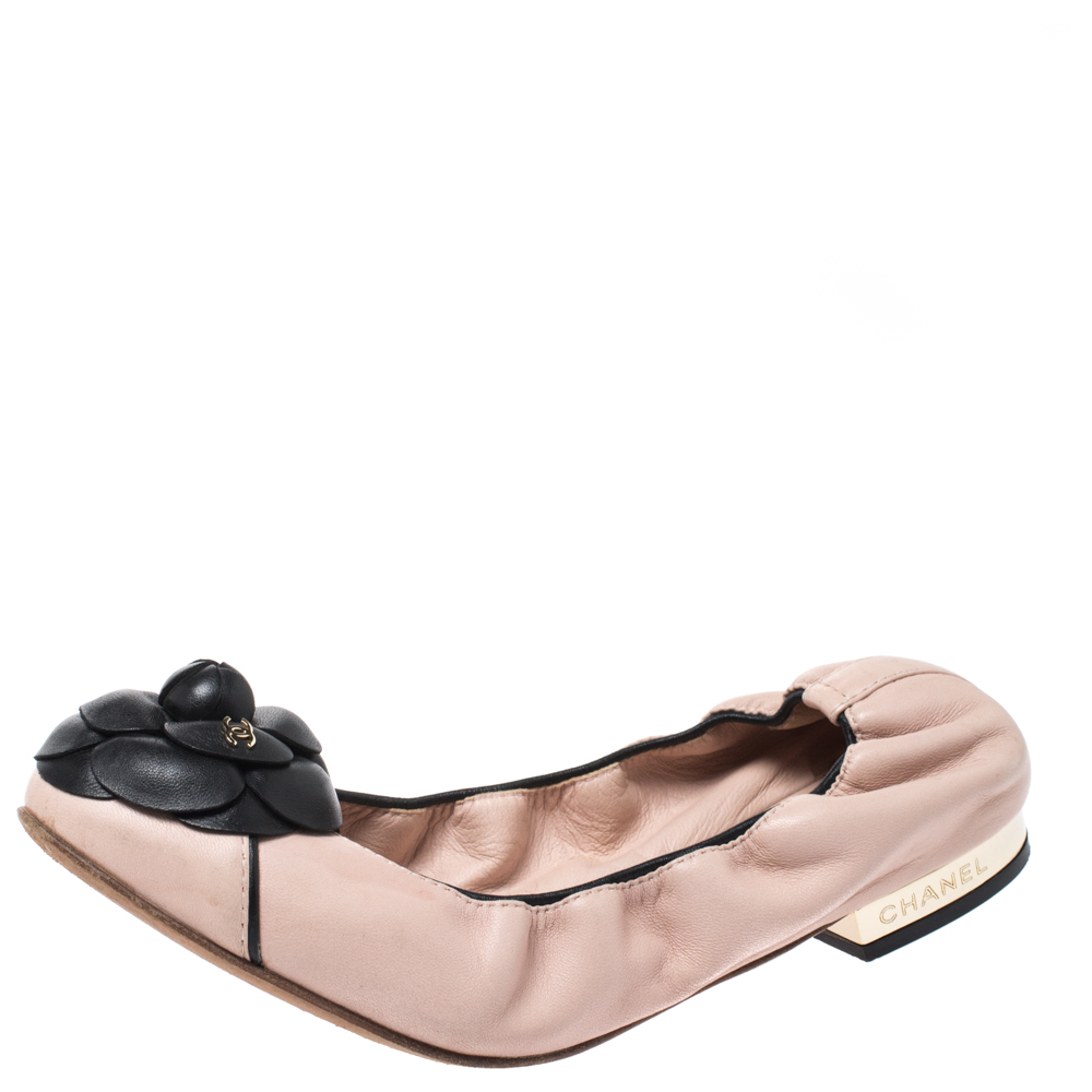 chanel camellia ballet flats
