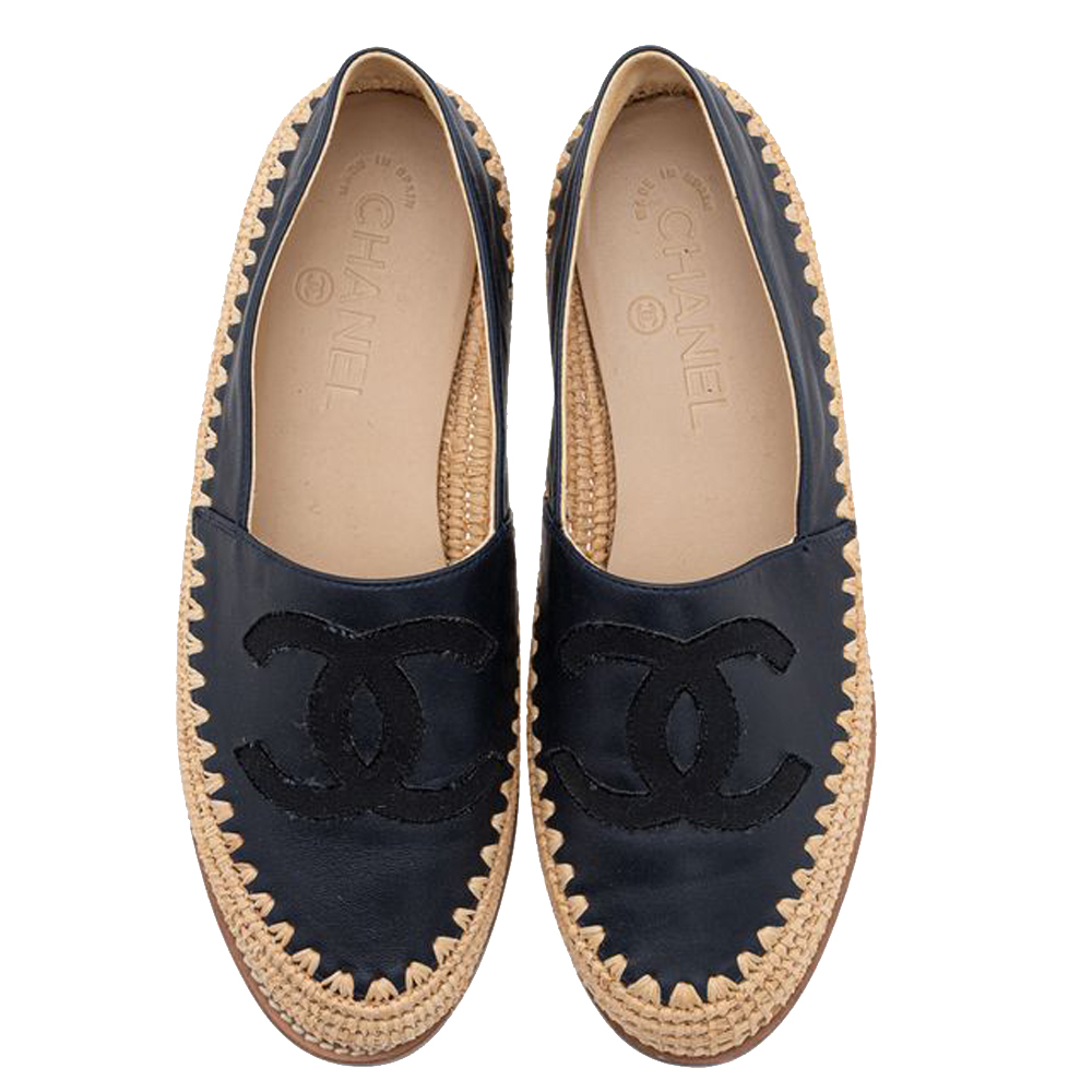 

Chanel Black Leather CC Espadrilles Size, Multicolor