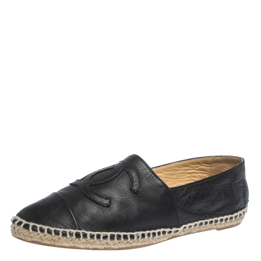 chanel leather espadrilles