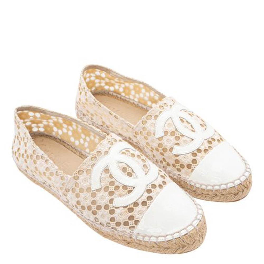 

Chanel Beige CC Crochet Espadrille Flats