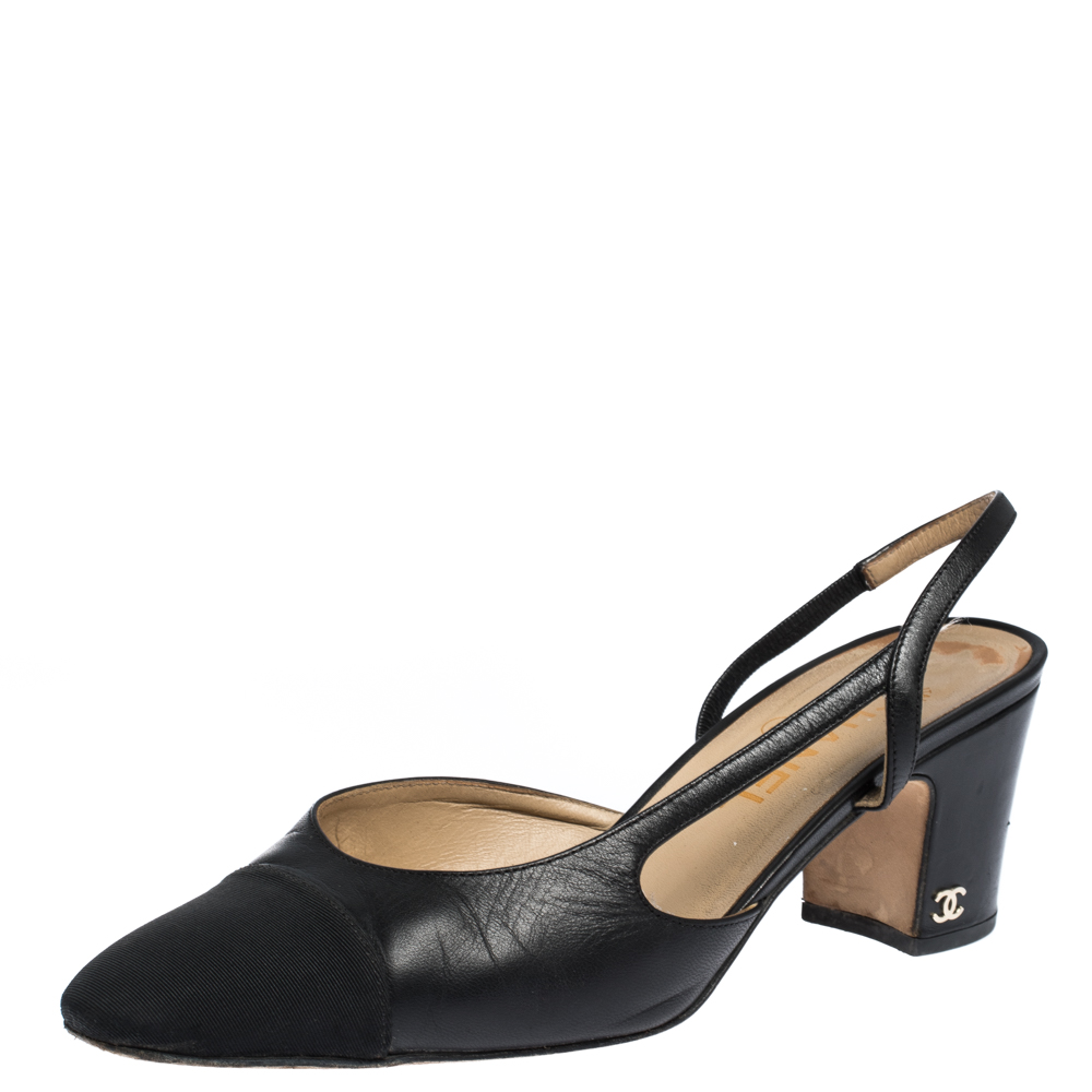 chanel slingback block heel