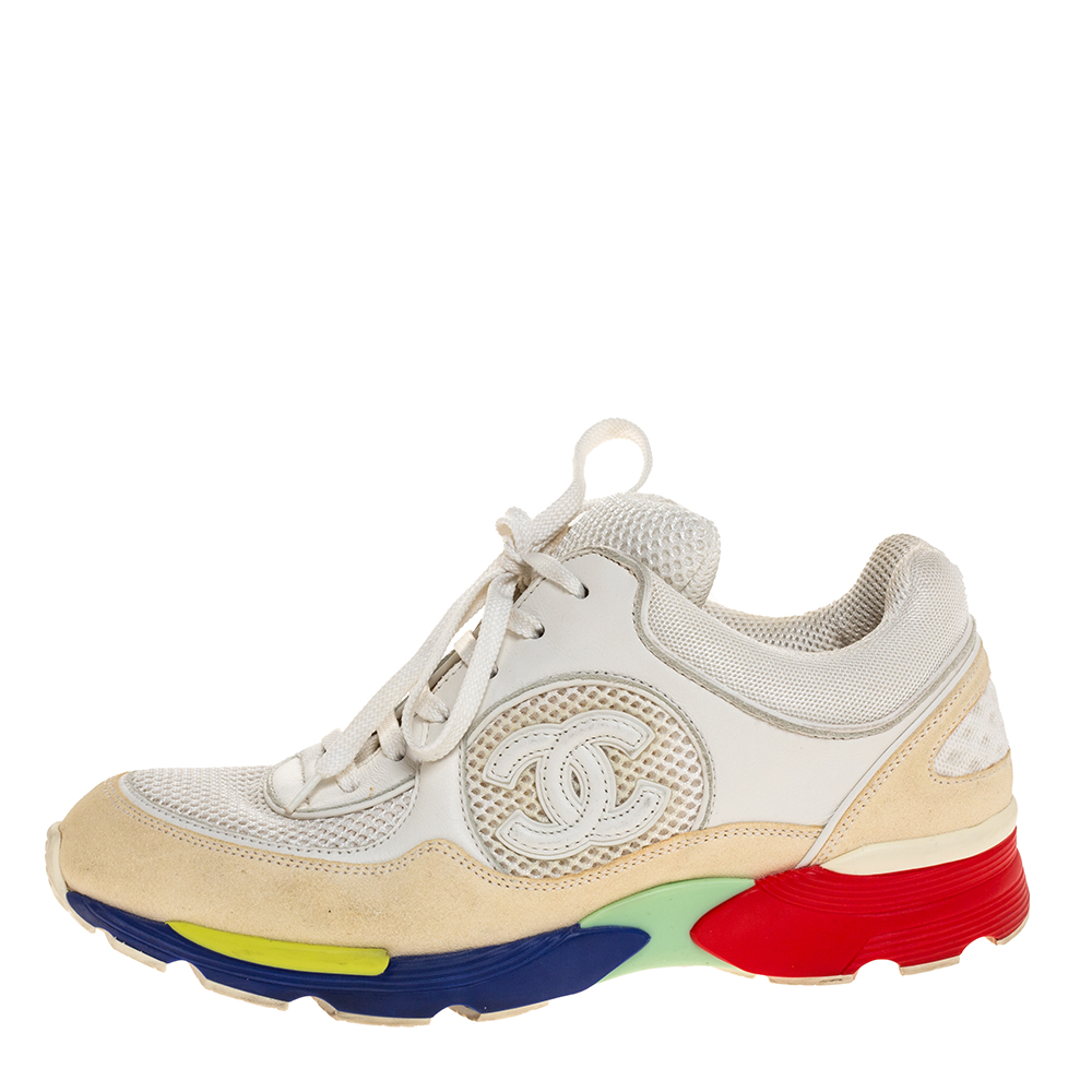 

Chanel Multicolor Leather And Mesh CC Low Top Sneakers Size, Grey