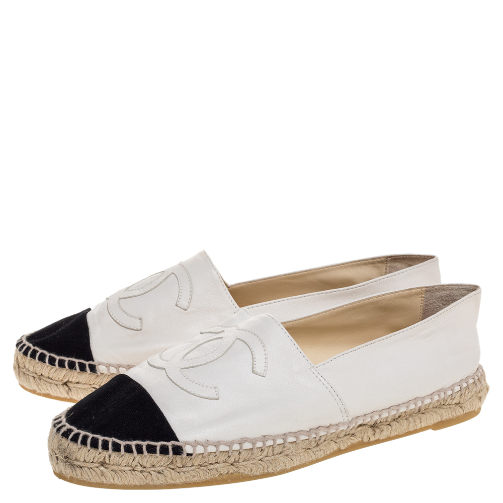 chanel espadrilles white black