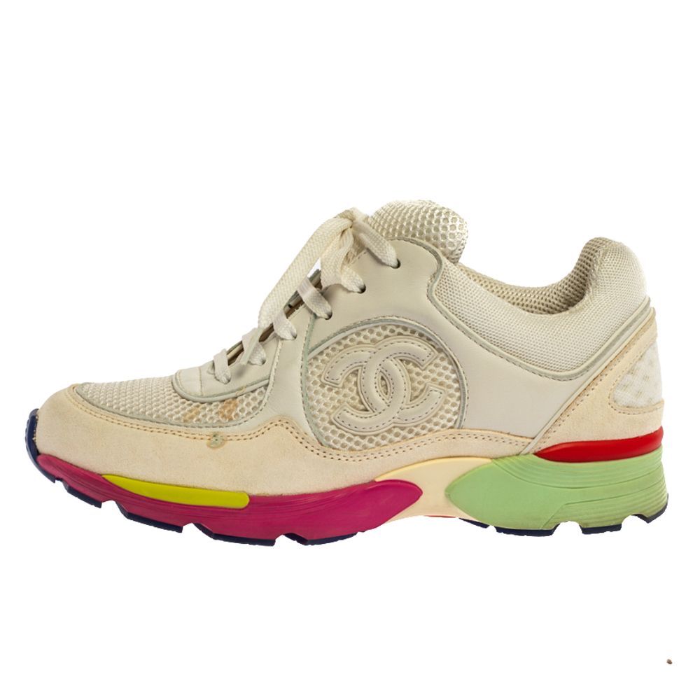 

Chanel Multicolor Leather And Mesh CC Low Top Sneakers Size