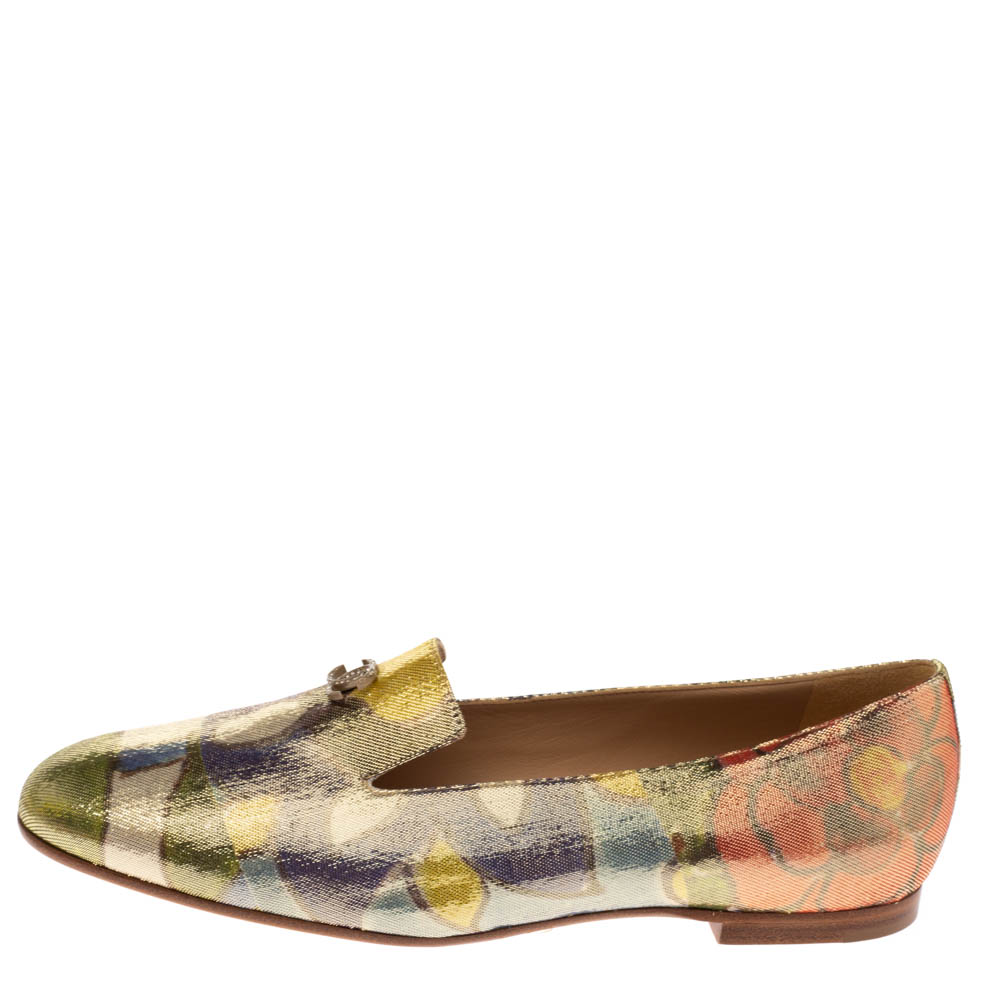 

Chanel Multicolor Lurex Crepe Fabric Paris-Dubai Loafers Size