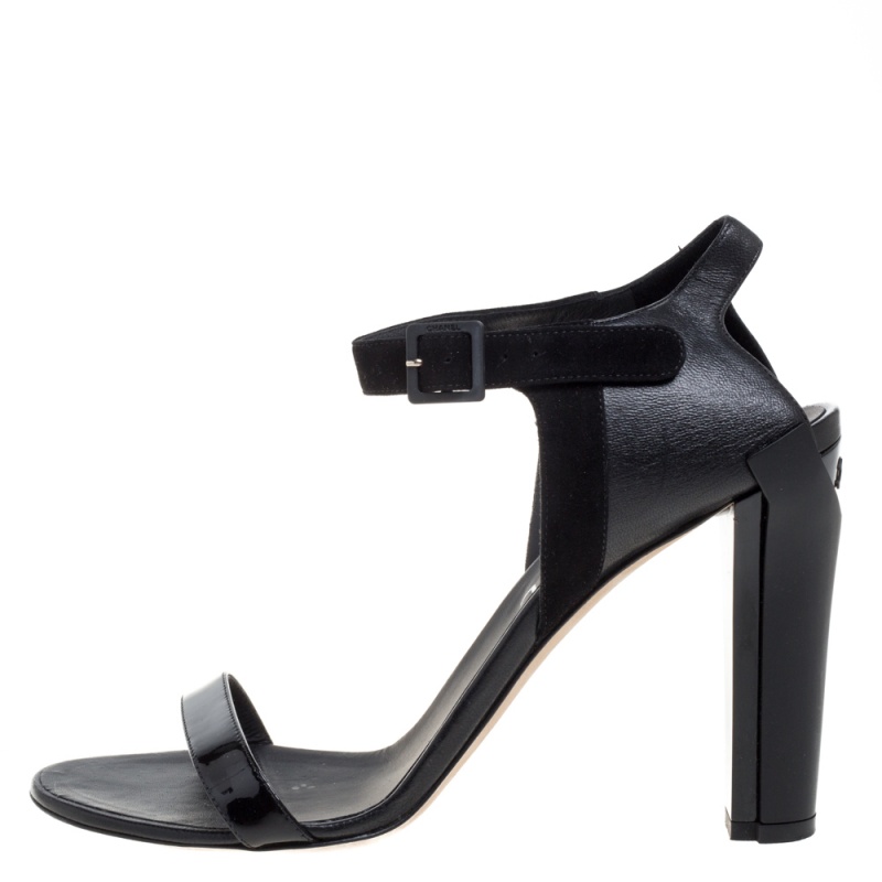 

Chanel Black Suede And Leather Ankle Strap Sandals Size