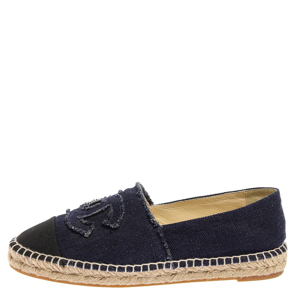 

Chanel Blue Canvas CC Espadrilles Flat Loafers Size