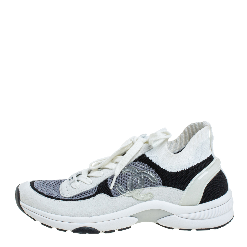 

Chanel Tri Color Fabric And Suede CC Low Top Sneakers Size, Multicolor