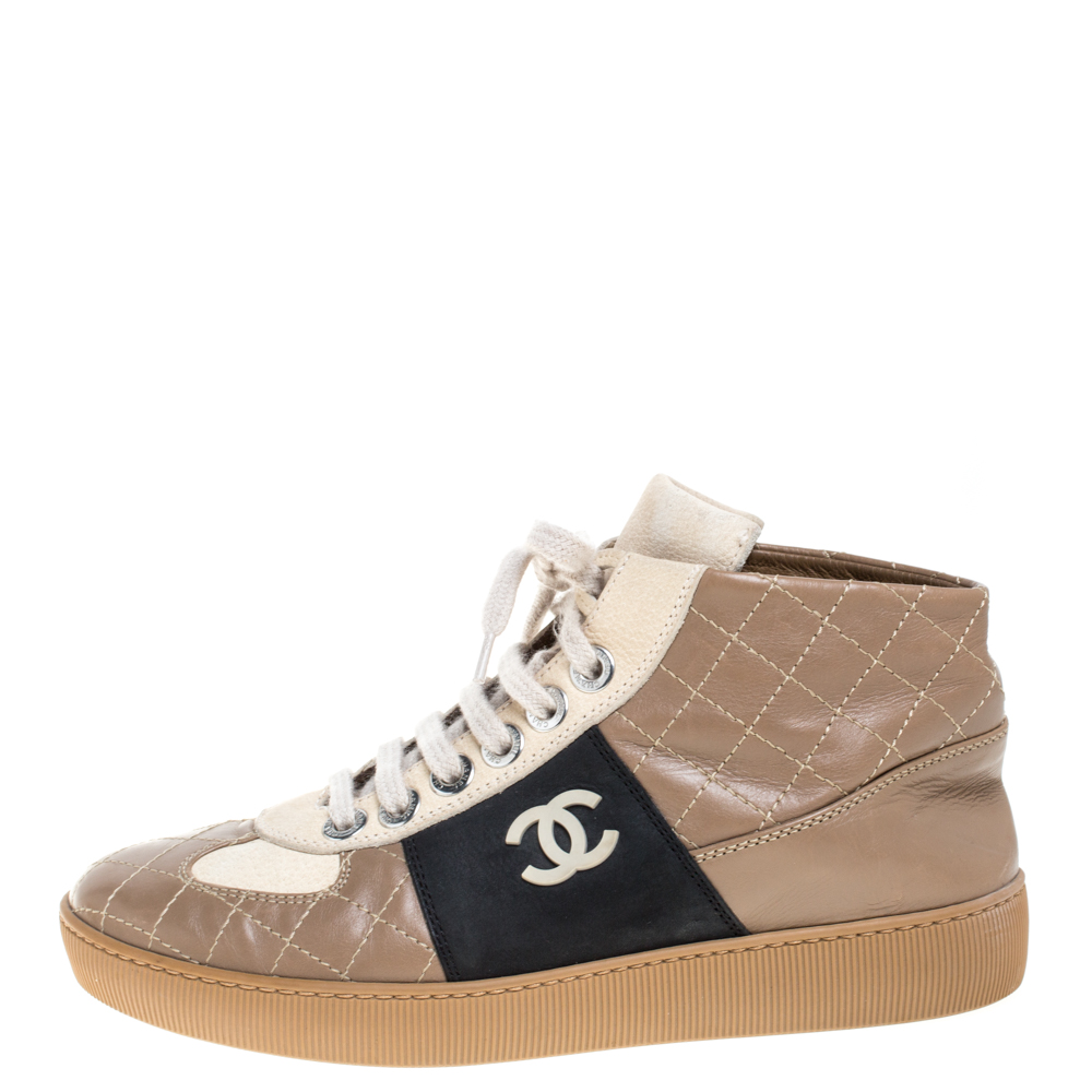 

Chanel Tri Color Leather CC High Top Sneakers Size, Multicolor
