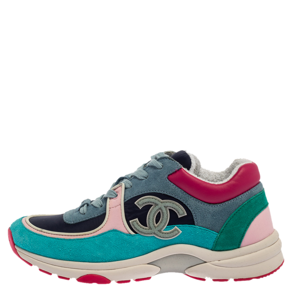 

Chanel Multicolor Suede And Leather CC Low Top Sneakers Size