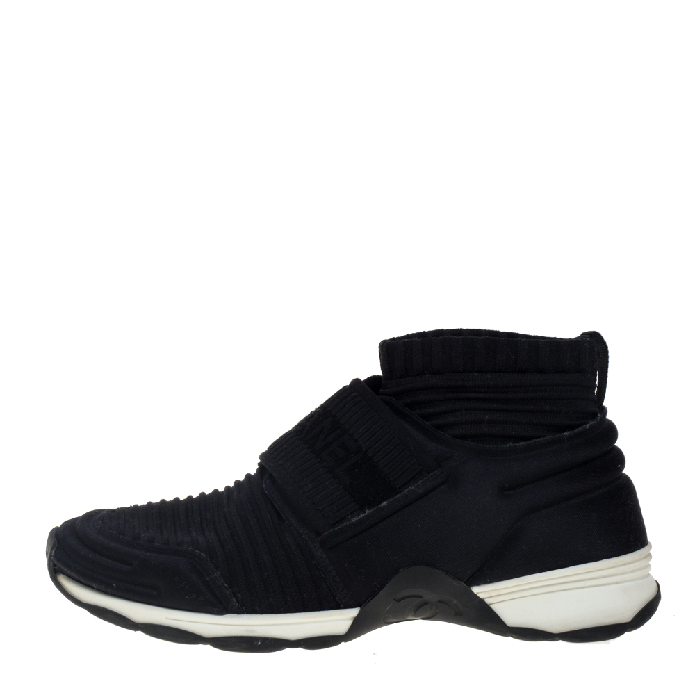 

Chanel Black Stretch Fabric High Top Socks Sneakers Size
