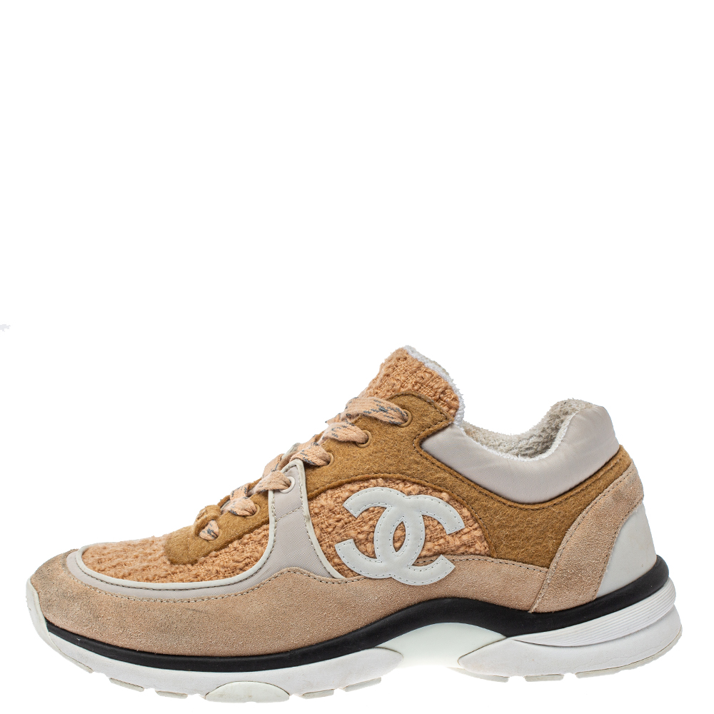 

Chanel Multicolor Fabric, Nylon And Suede Low Top CC Sneakers Size