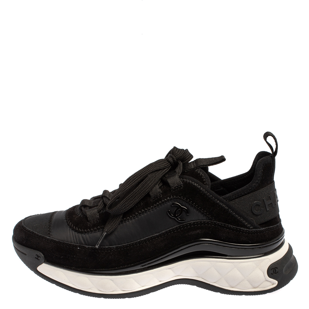 

Chanel Black Suede And Nylon Sport Trail Low Top Sneakers Size