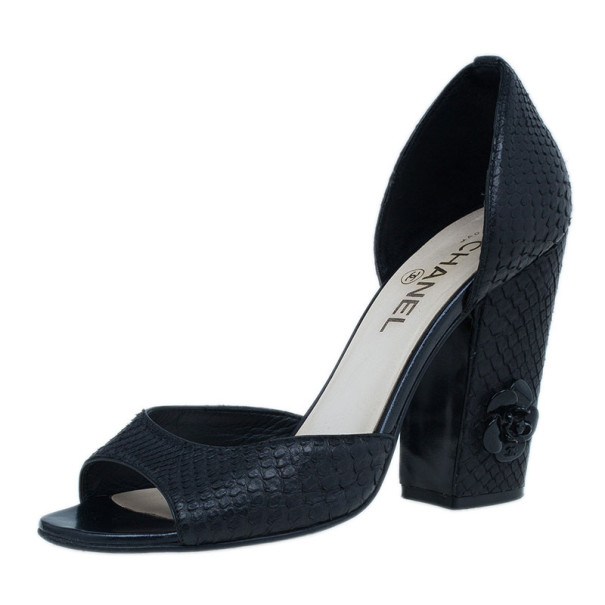 Pre Owned Chanel Black Python D’orsay Pumps Size 38
