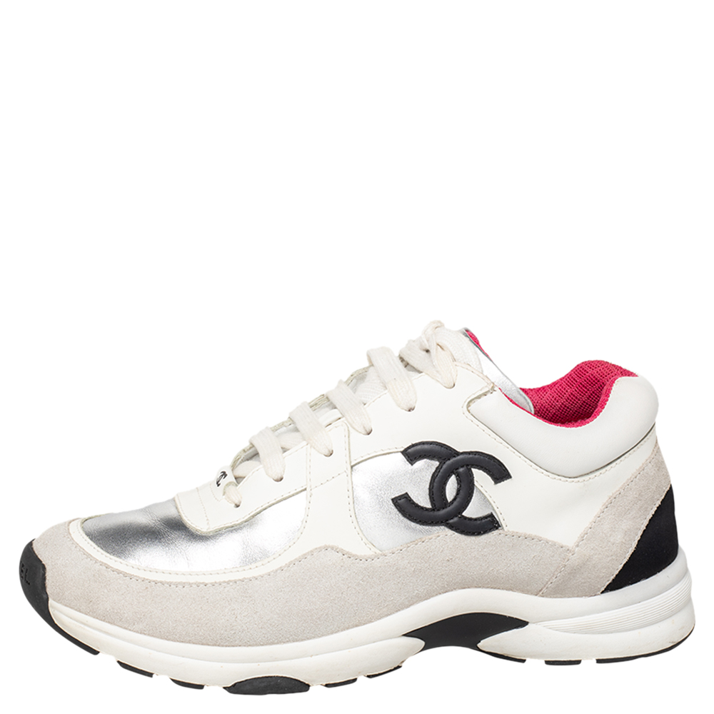 

Chanel Multicolor Suede And Leather CC Low Top Sneakers Size