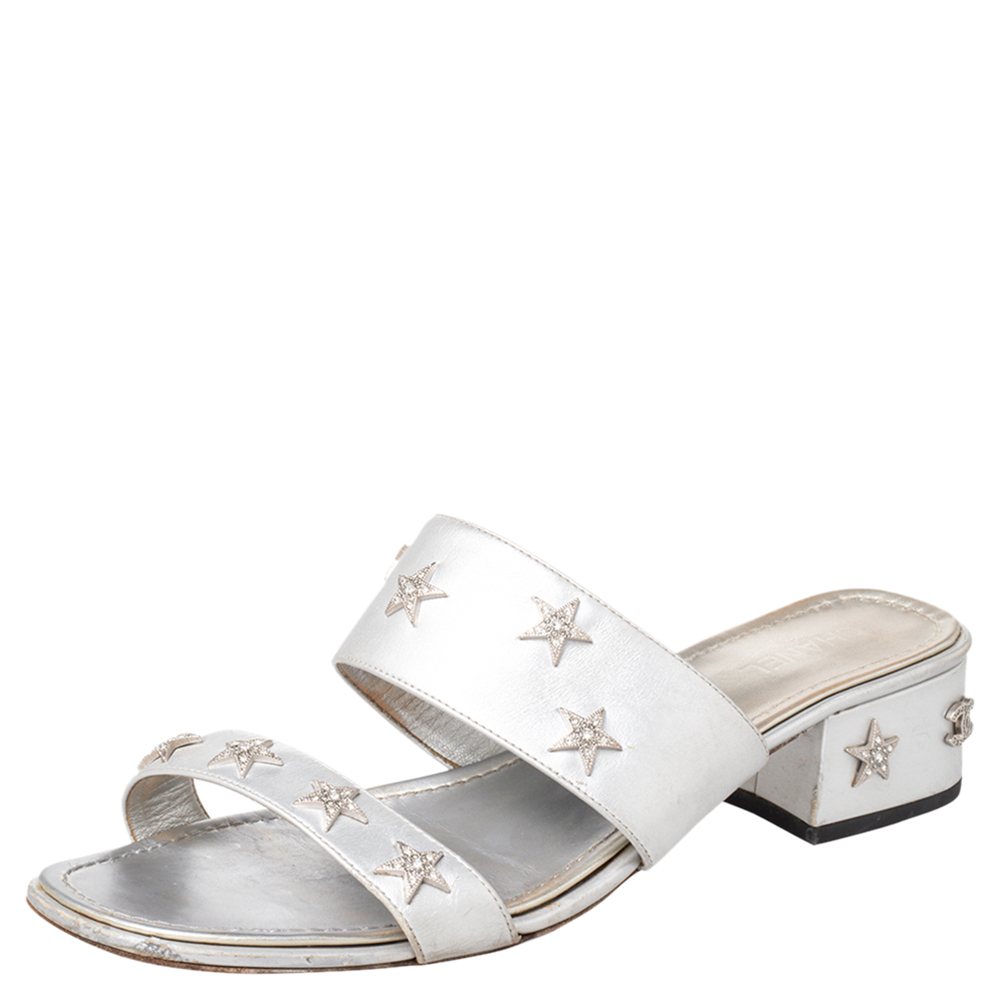 silver chanel slides