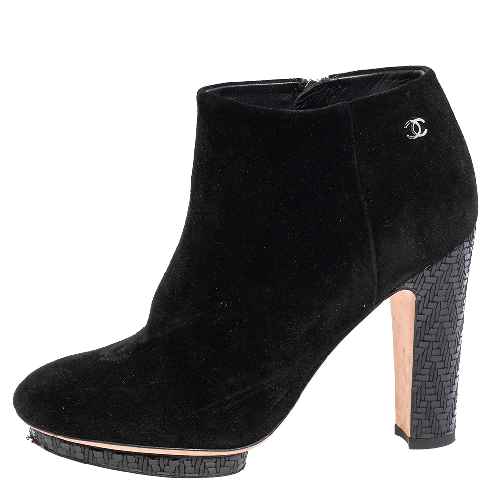 

Chanel Black Suede Ankle Boots Size