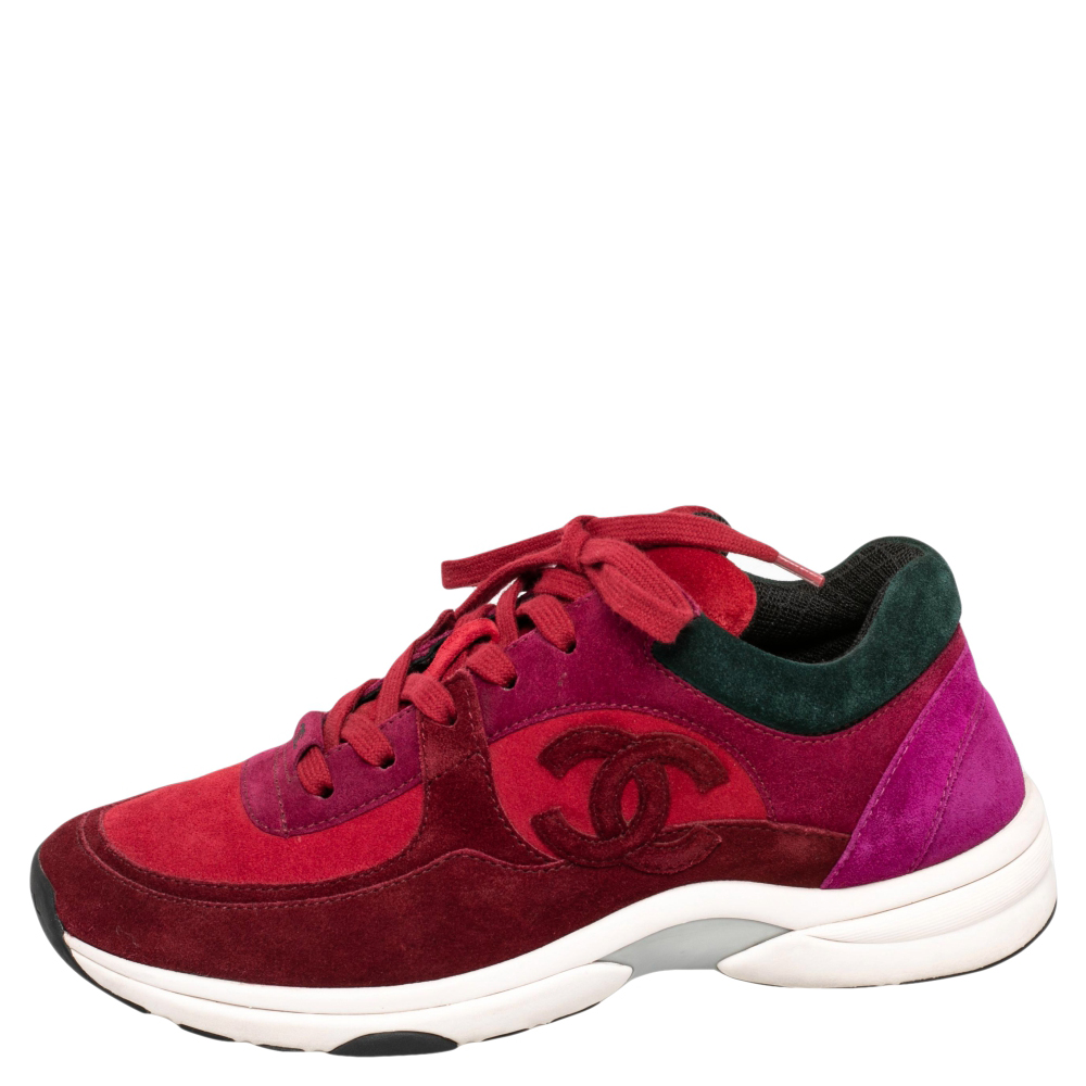 

Chanel Multicolor Suede CC Low Top Sneakers Size