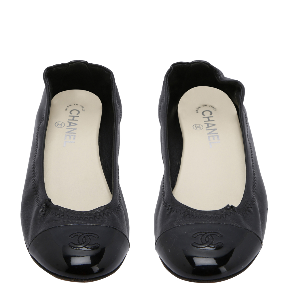 

Chanel Black Patent Leather Ballet Flats Size EU