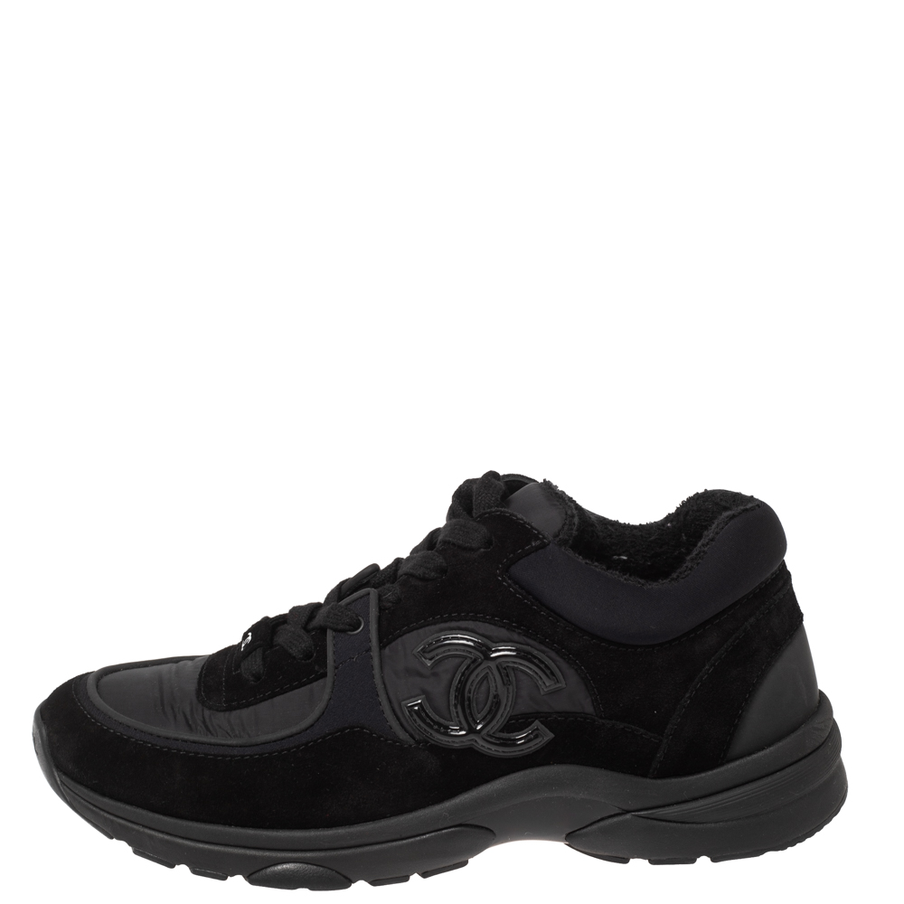 

Chanel Black Nylon and Suede CC Trainer Sneakers Size