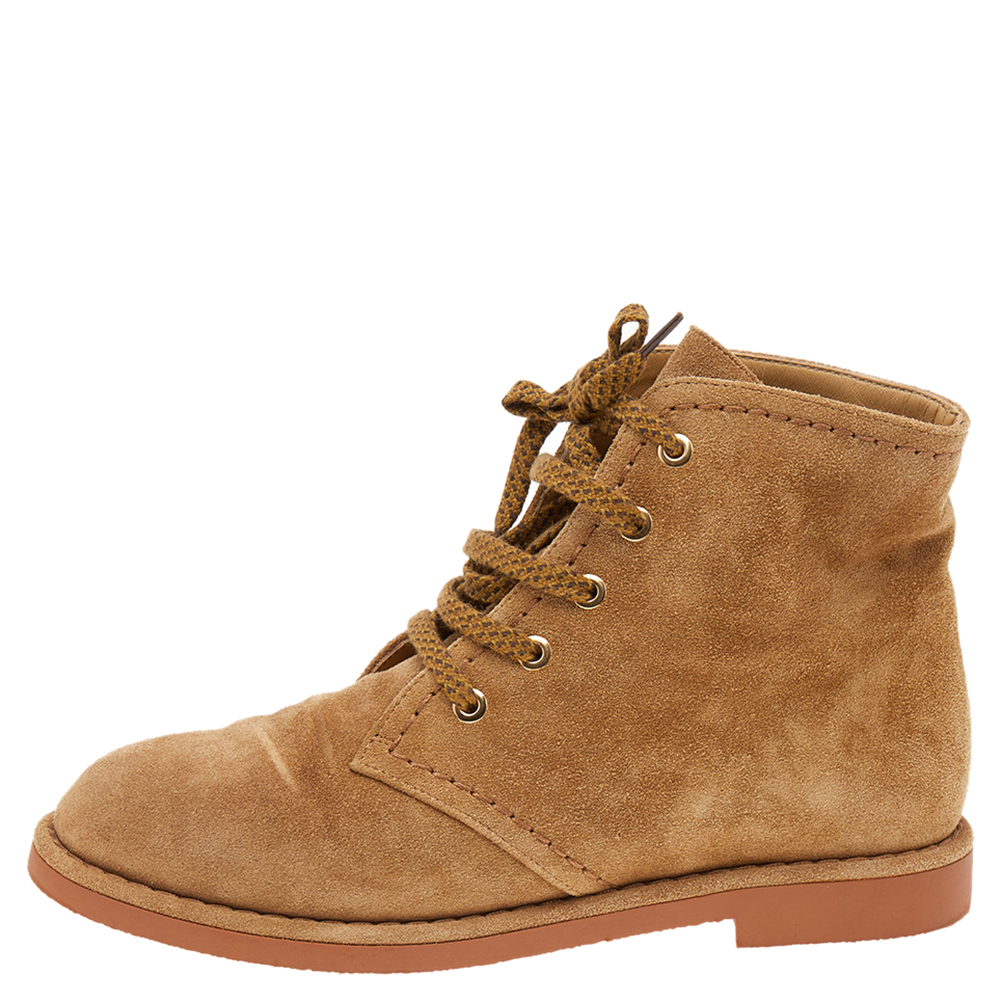 

Chanel Tan Suede Lace up Boots Size